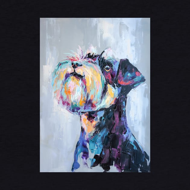 Conceptual portrait in multicolored painting of a schnauzer muzzle. by MariDein